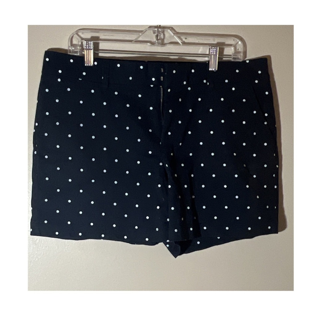 Tommy Hilfiger Women's Chino Shorts Navy Polka Dot Size 12‎ Mid Rise Classic Fit